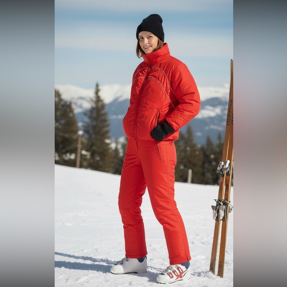 SKYR vintage ski set‎ red bibs and jacket Medium Large